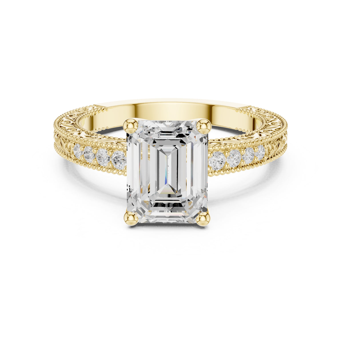 2.00 ct Vintage Heirloom Engagement Ring 2ct Yellow Gold Emerald