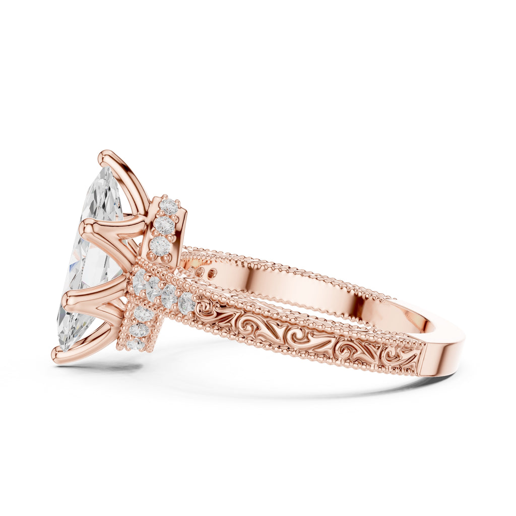 2.00 ct Vintage Heirloom Engagement Ring 2ct Rose Gold Marquise