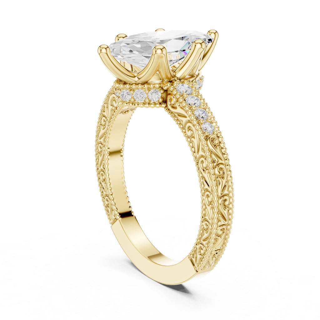 2.00 ct Vintage Heirloom Engagement Ring 2ct Yellow Gold Marquise