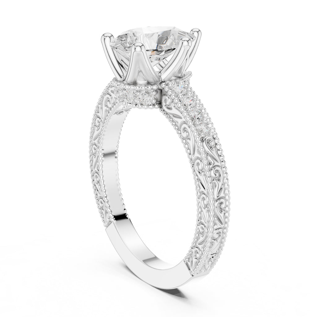 2.00 ct Vintage Heirloom Engagement Ring 2ct White Gold Pear