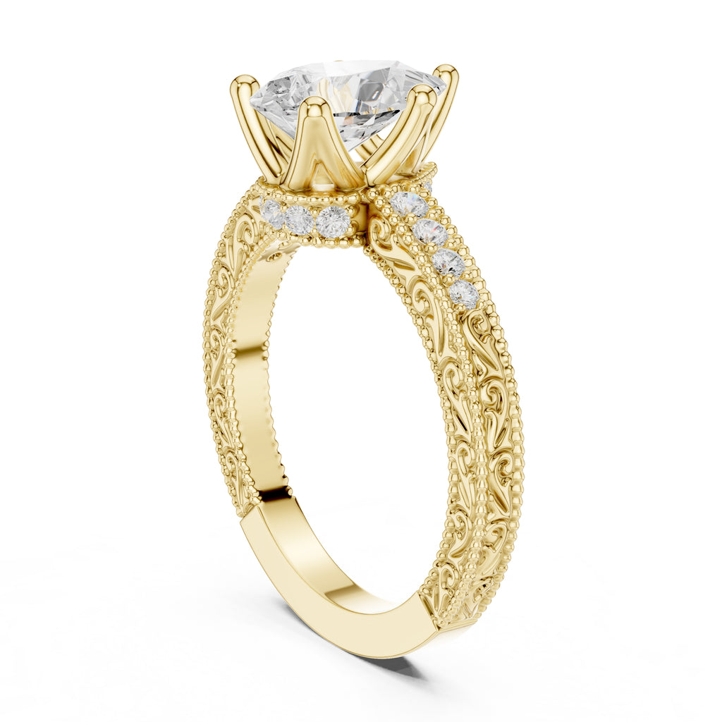2.00 ct Vintage Heirloom Engagement Ring 2ct Yellow Gold Pear