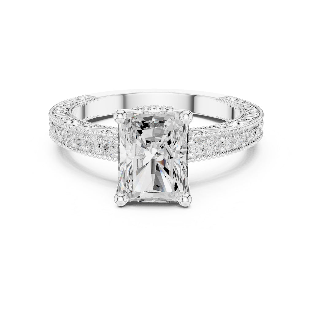 2.00 ct Vintage Heirloom Engagement Ring 2ct White Gold Radiant