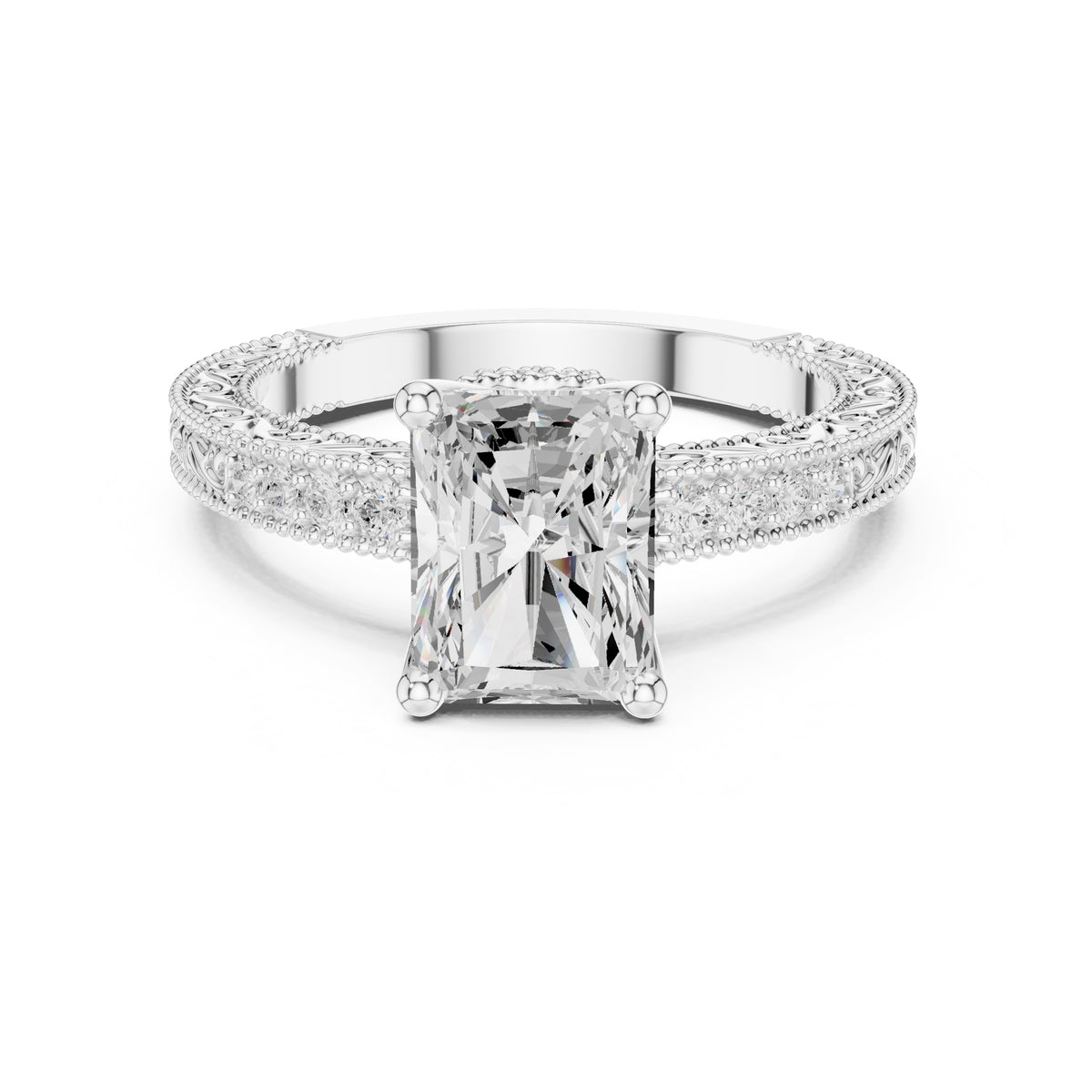 2.00 ct Vintage Heirloom Engagement Ring 2ct White Gold Radiant