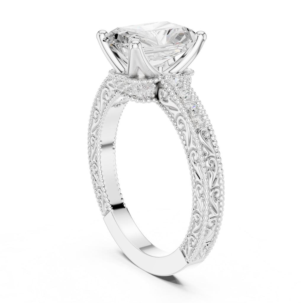 2.00 ct Vintage Heirloom Engagement Ring 2ct White Gold Radiant