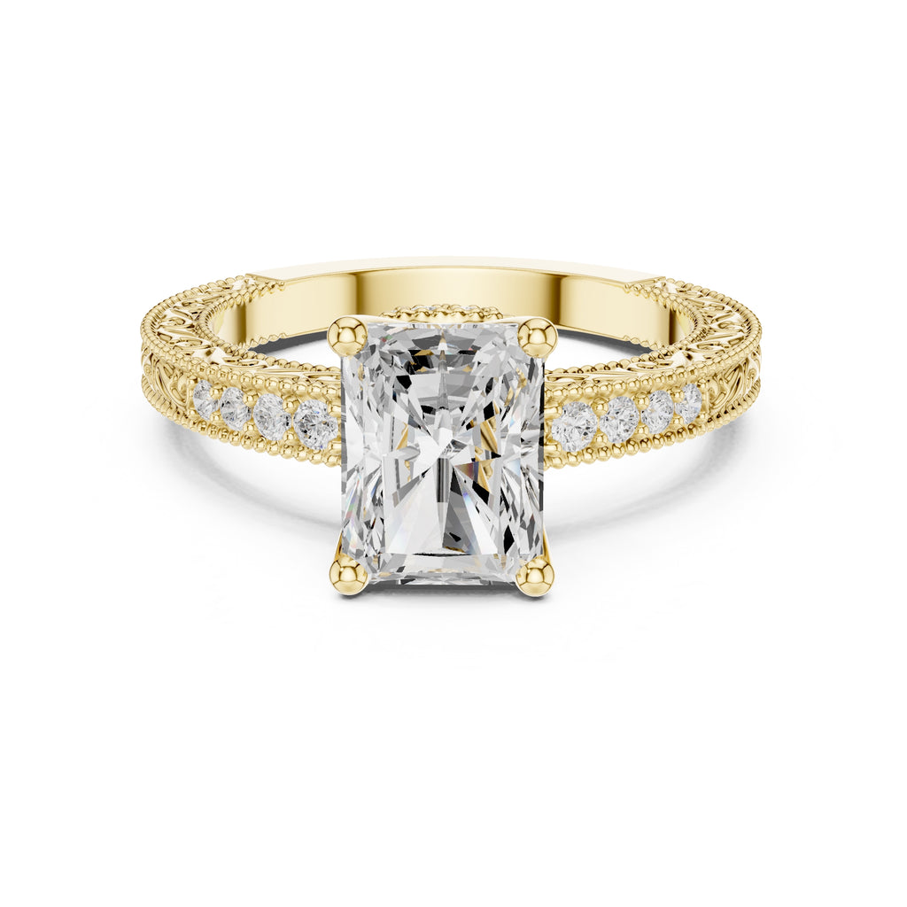 2.00 ct Vintage Heirloom Engagement Ring 2ct Yellow Gold Radiant