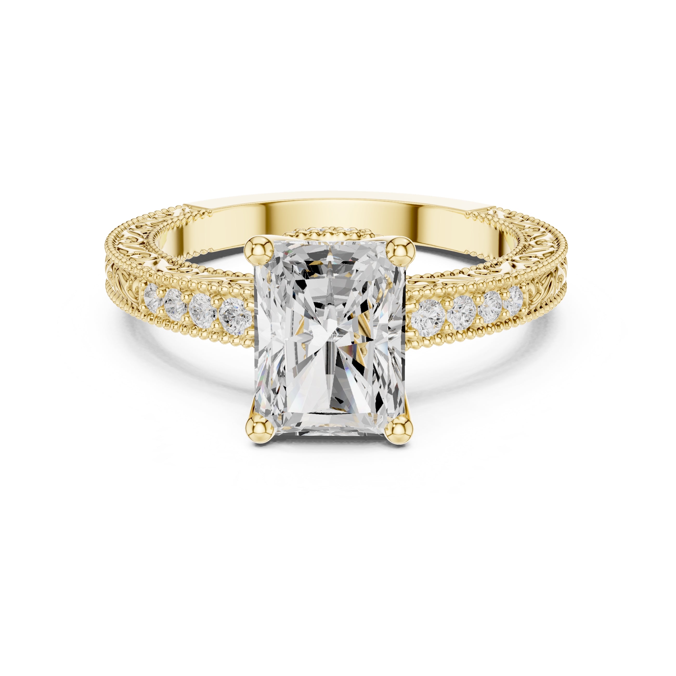 2.00 ct Vintage Heirloom Engagement Ring 2ct Yellow Gold Radiant