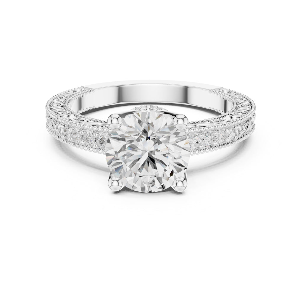 2.00 ct Vintage Heirloom Engagement Ring 2ct White Gold Round