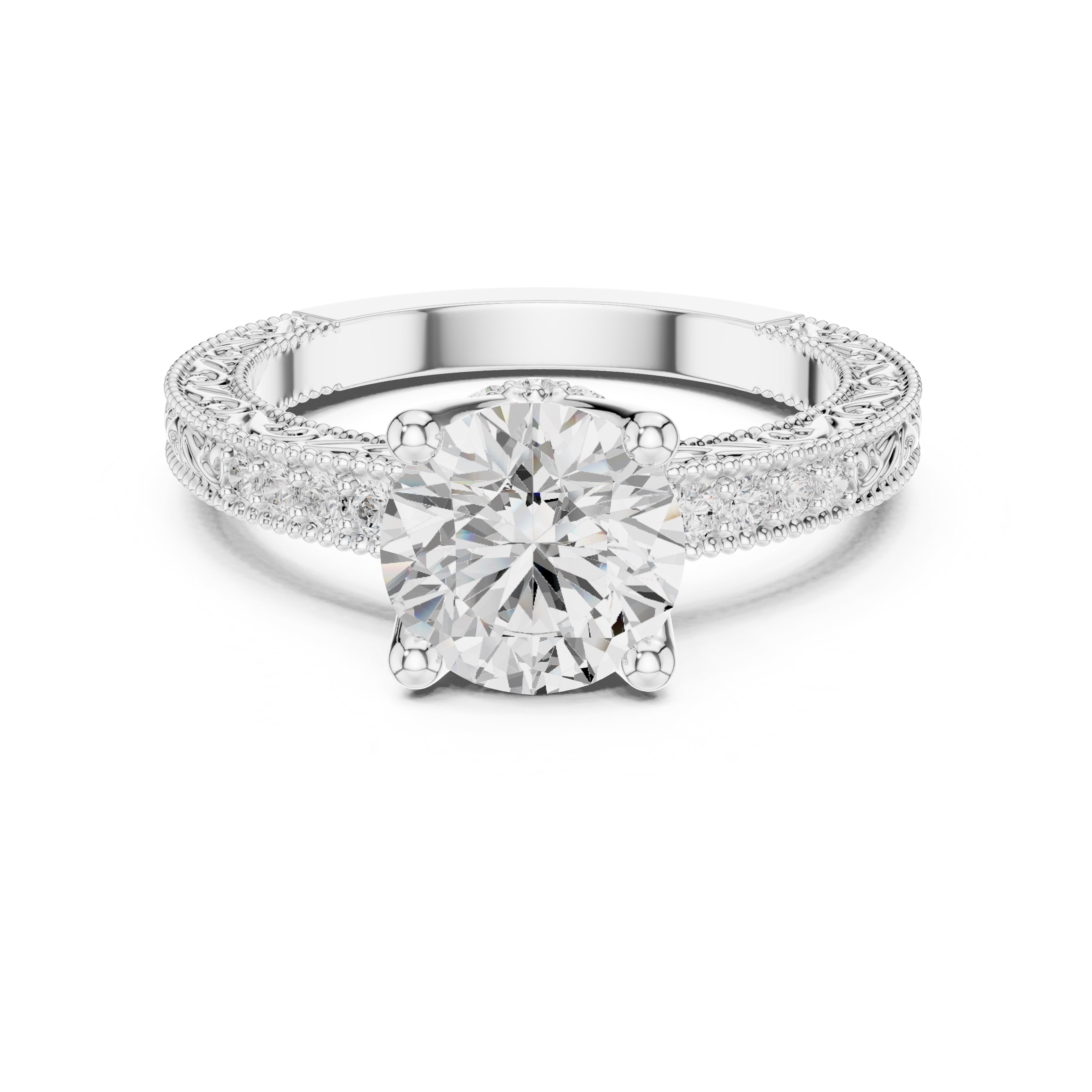 2.00 ct Vintage Heirloom Engagement Ring 2ct White Gold Round