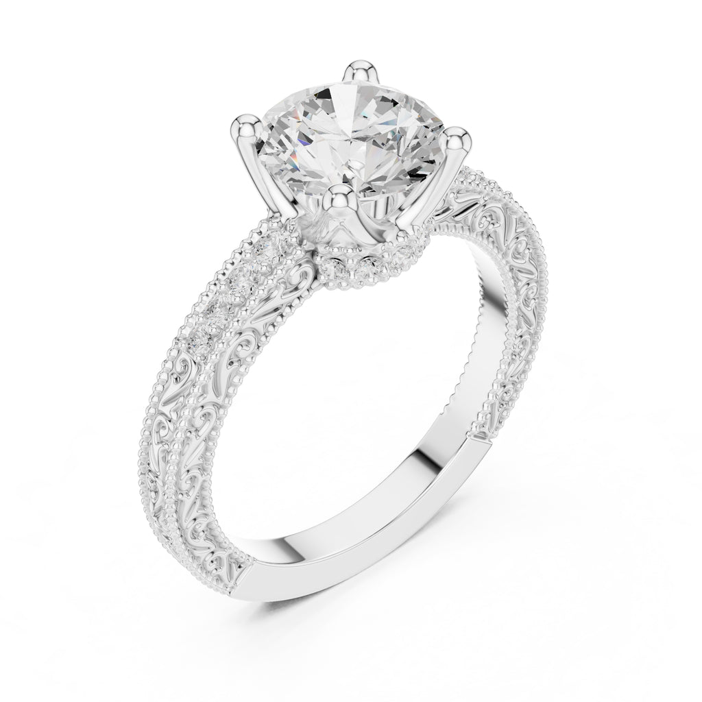 2.00 ct Vintage Heirloom Engagement Ring 2ct White Gold Round