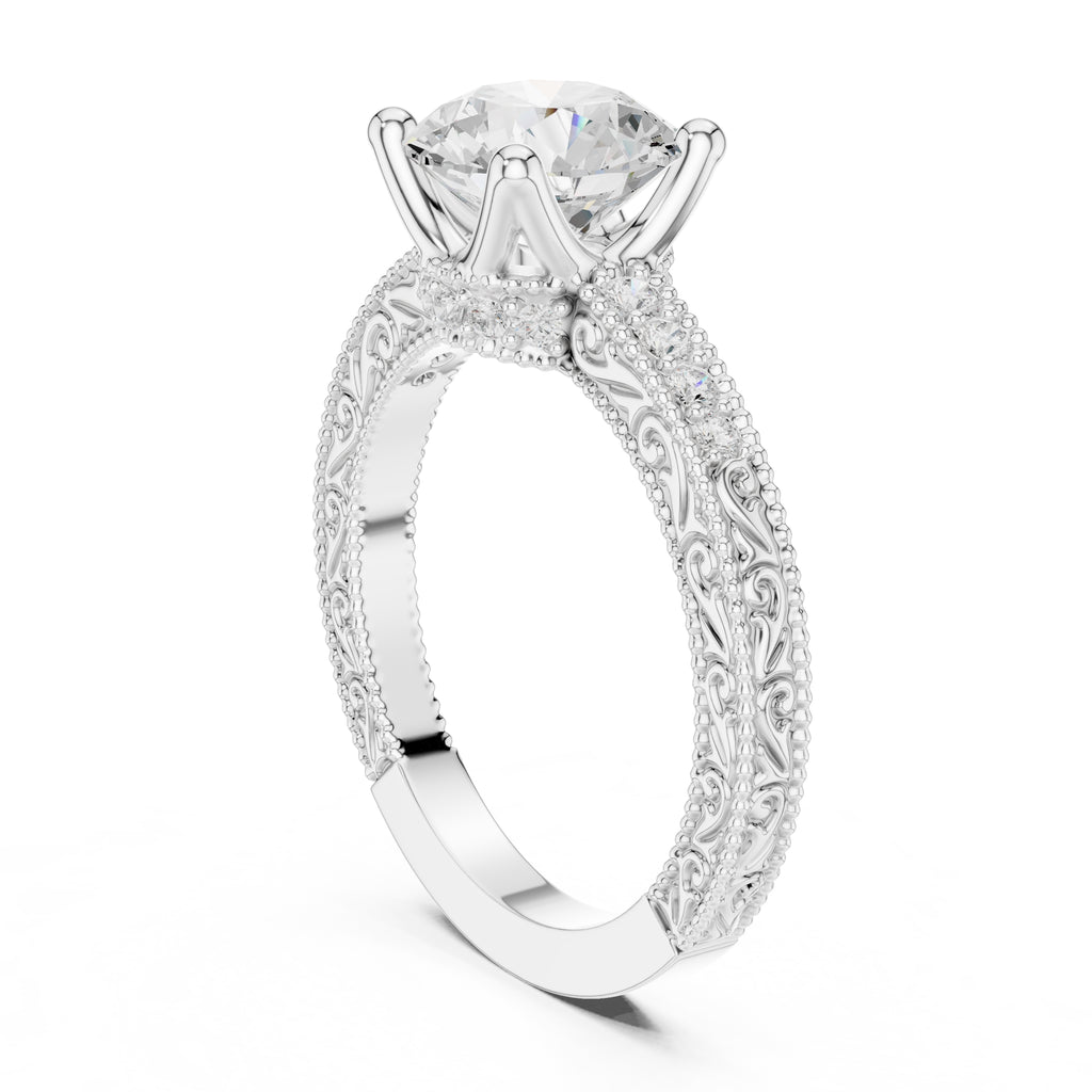 2.00 ct Vintage Heirloom Engagement Ring 2ct White Gold Round