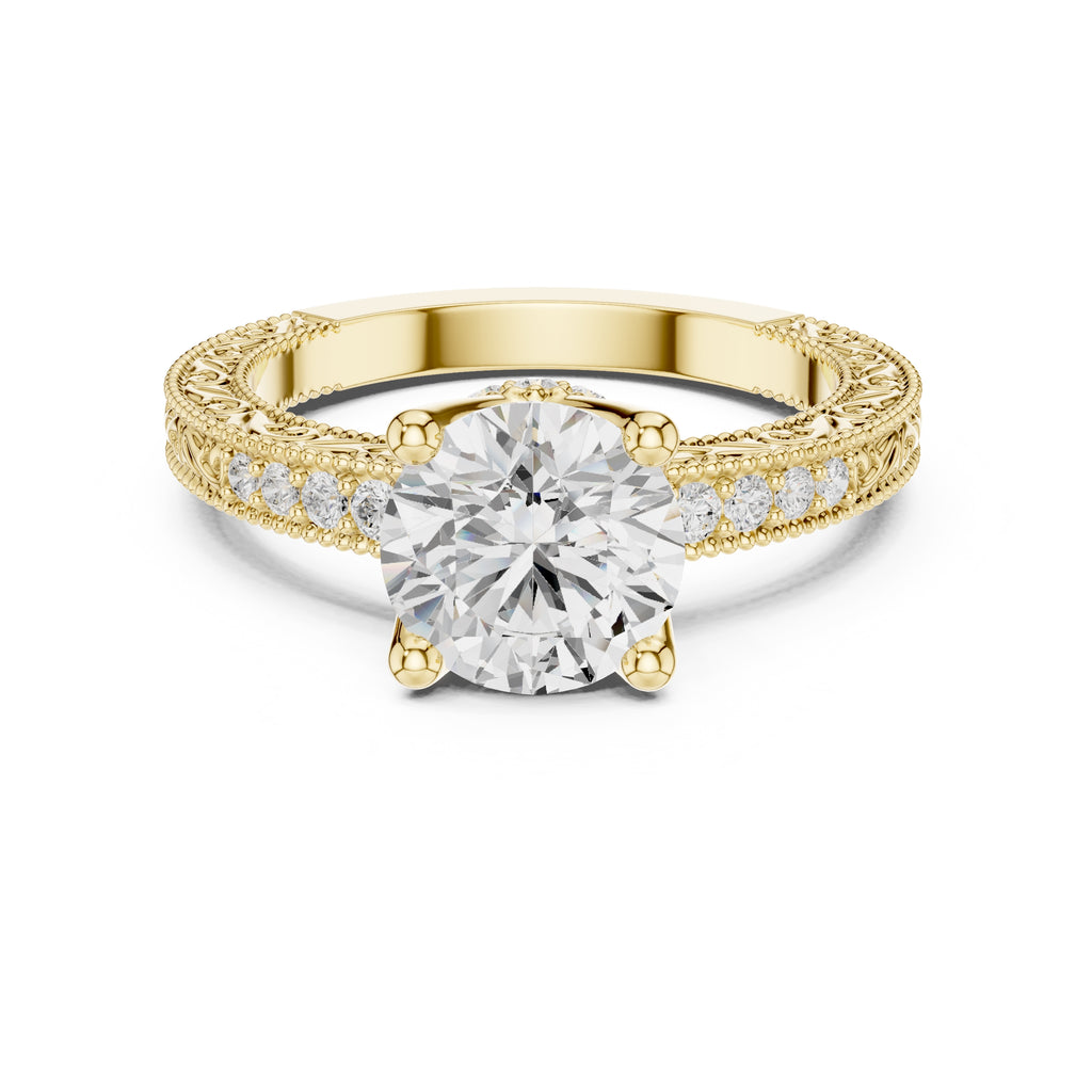 2.00 ct Vintage Heirloom Engagement Ring 2ct Yellow Gold Round