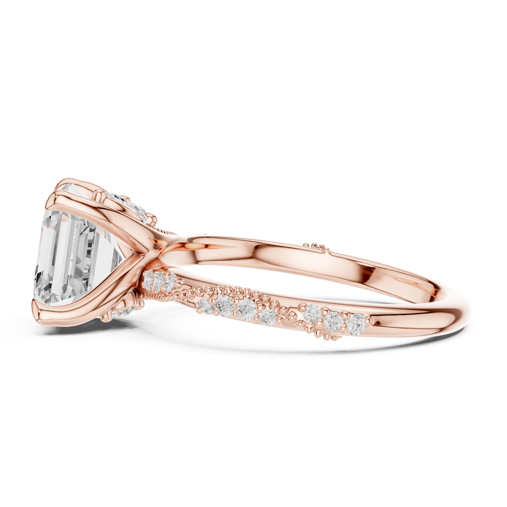 Botanical Blossom Engagement Ring Rose Gold Asscher