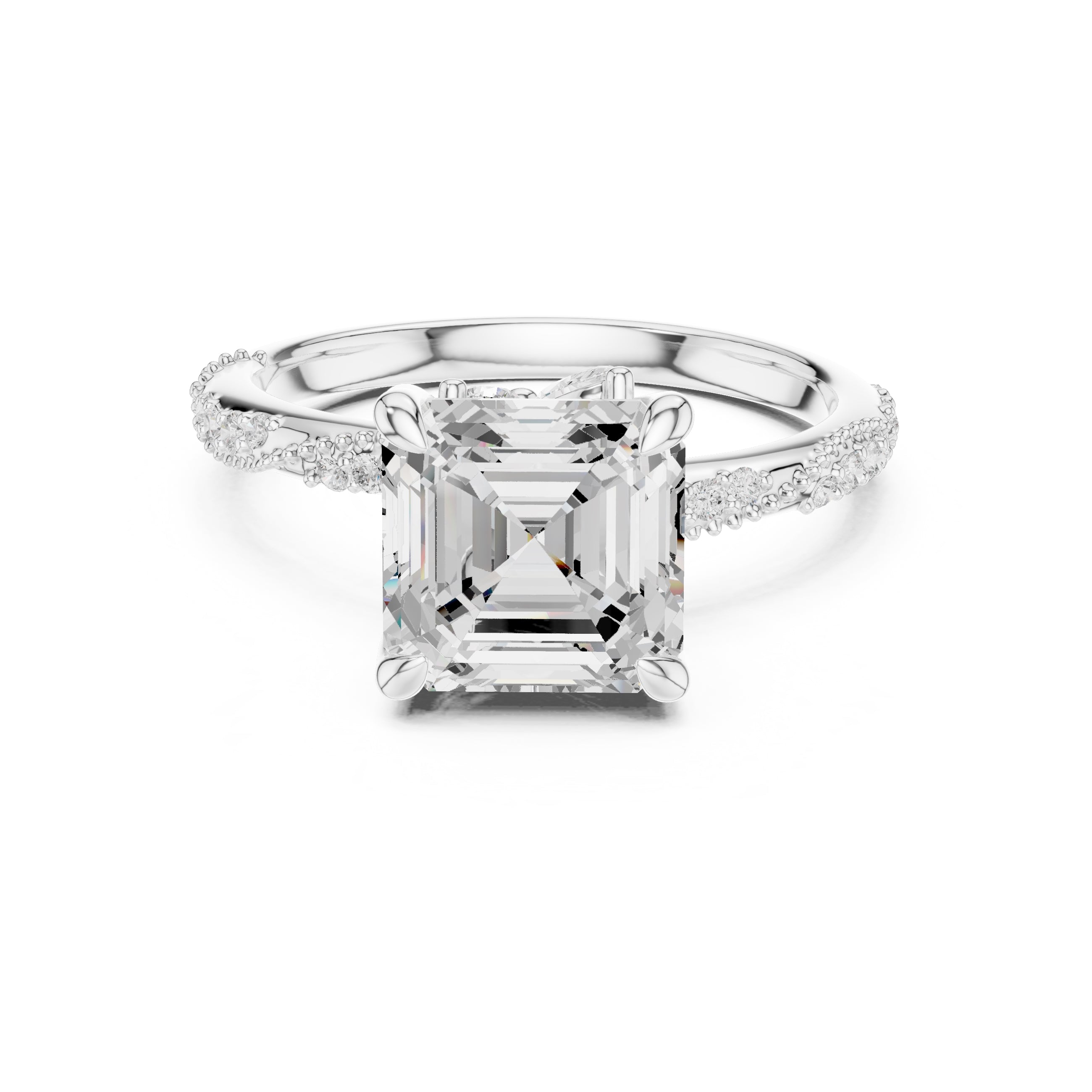 Botanical Blossom Engagement Ring White Gold Asscher