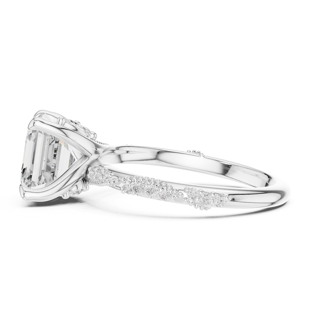 Botanical Blossom Engagement Ring White Gold Asscher
