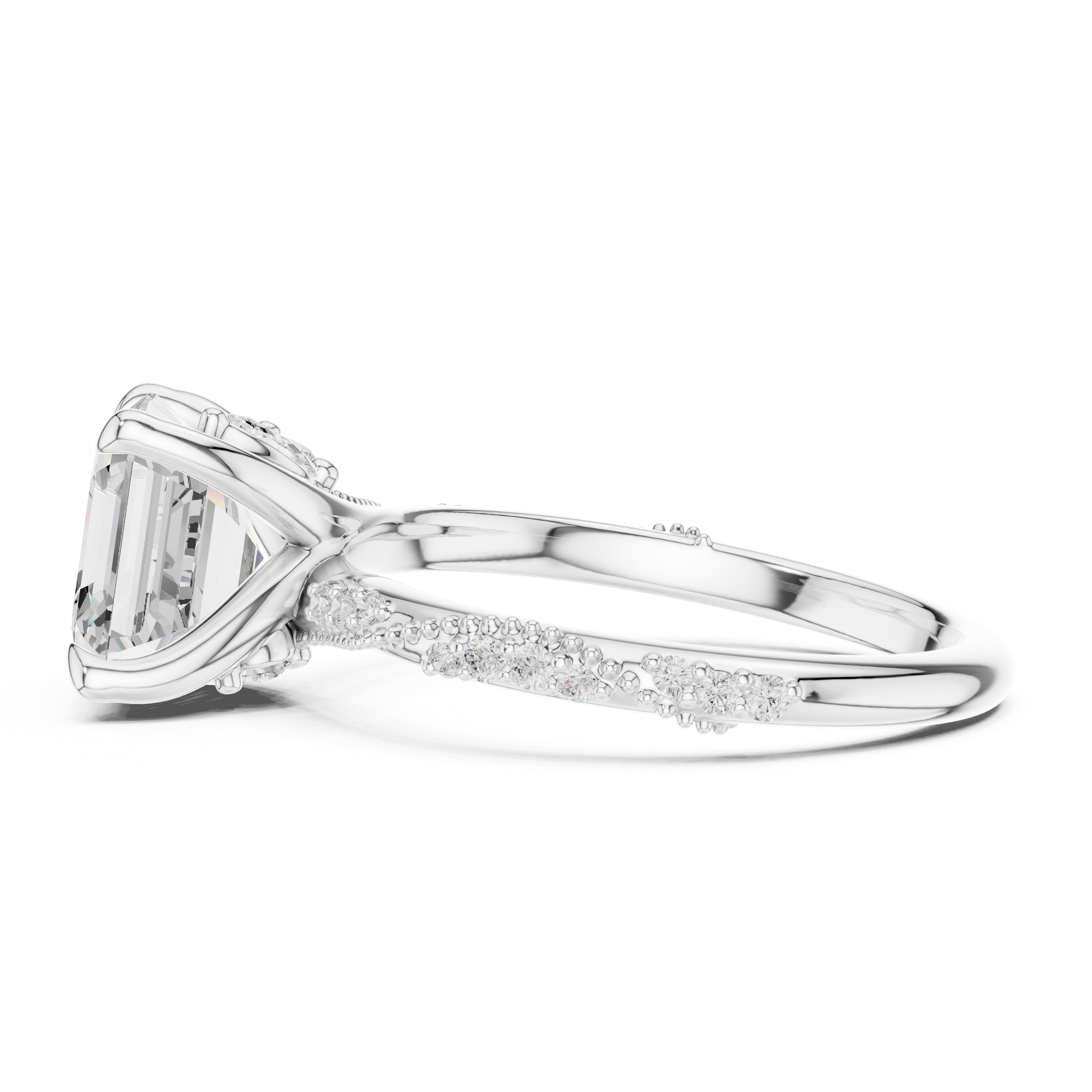 Botanical Blossom Engagement Ring White Gold Asscher