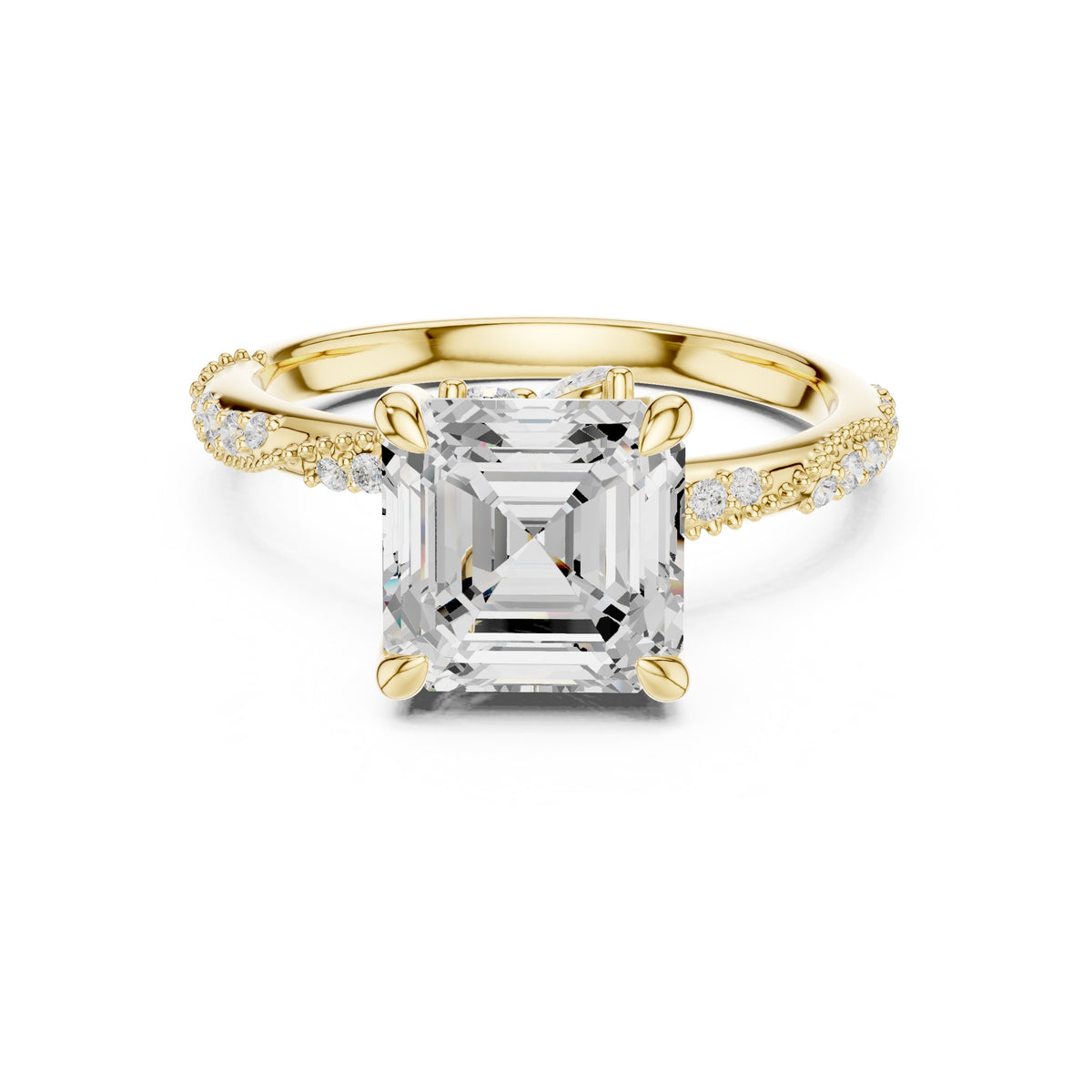 Botanical Blossom Engagement Ring Yellow Gold Asscher