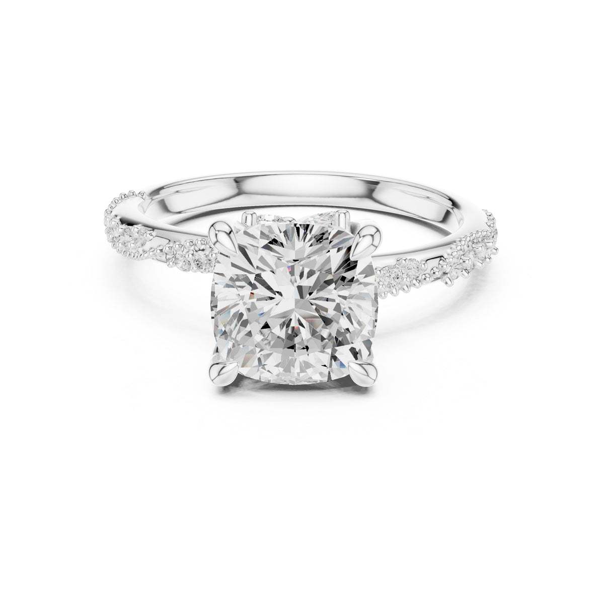 Botanical Blossom Engagement Ring White Gold Cushion