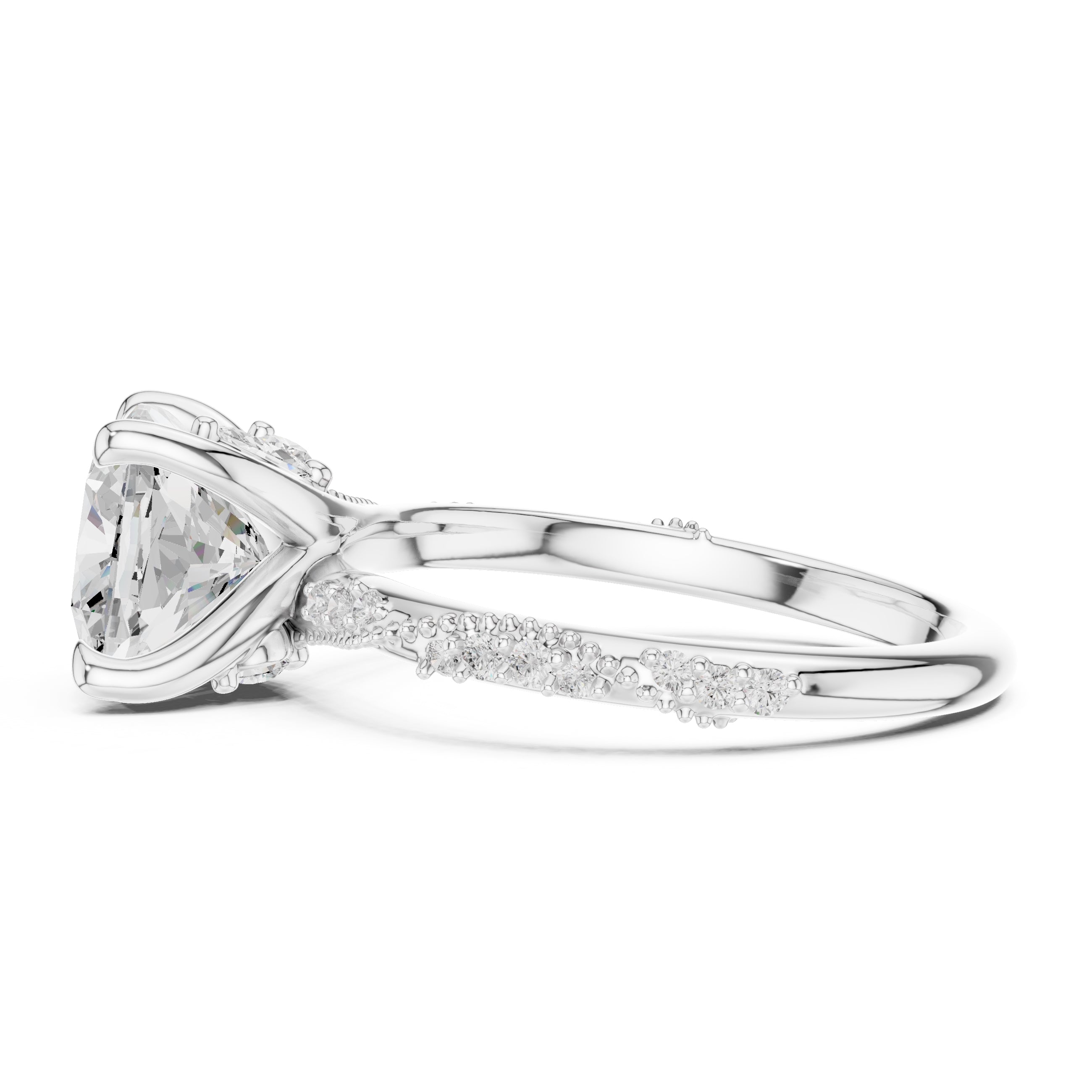 Botanical Blossom Engagement Ring White Gold Cushion