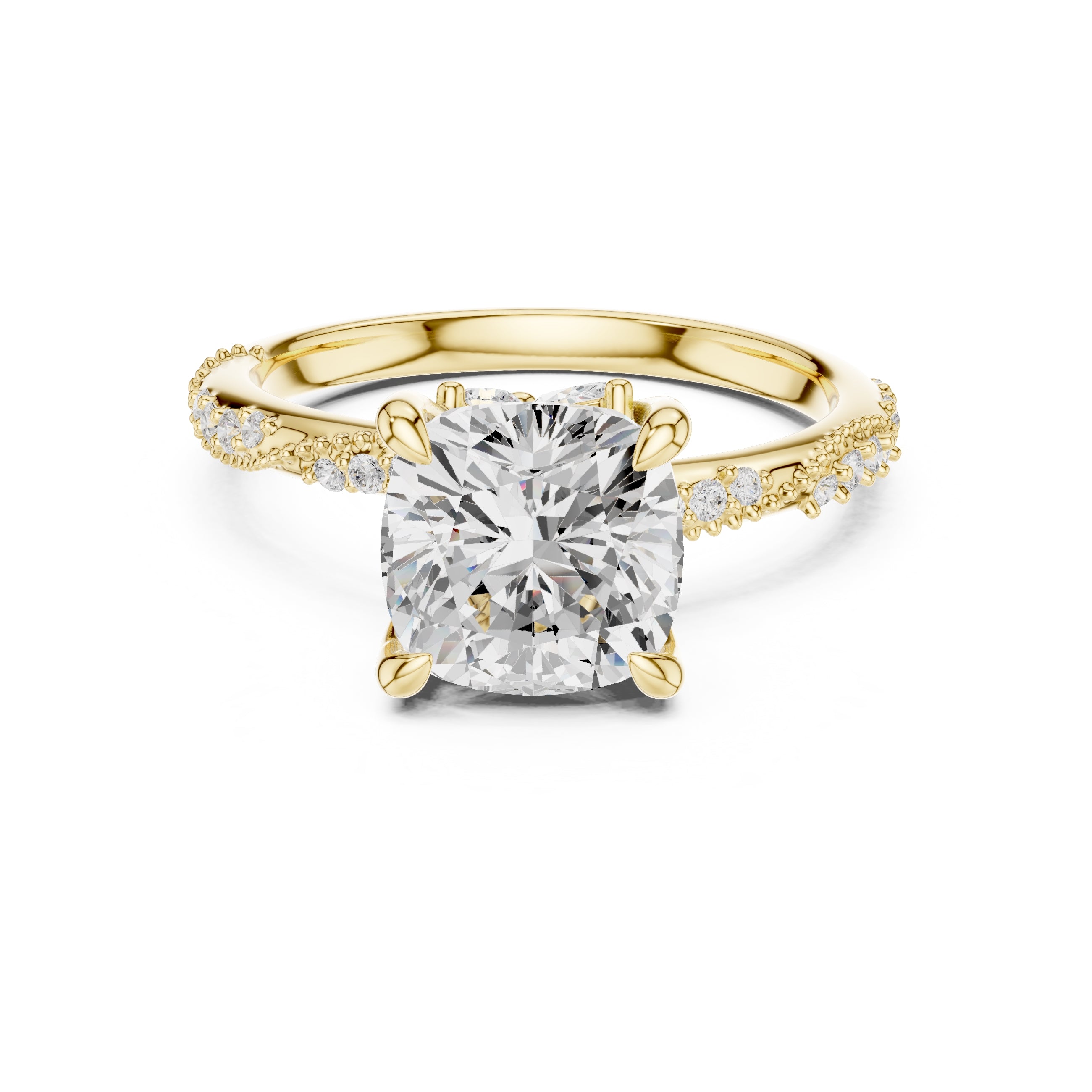 Botanical Blossom Engagement Ring Yellow Gold Cushion