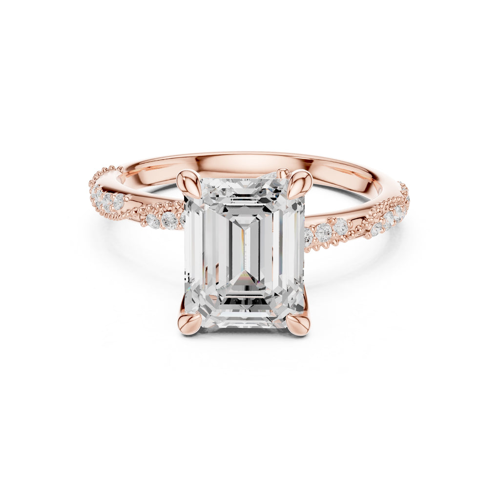Botanical Blossom Engagement Ring Rose Gold Emerald