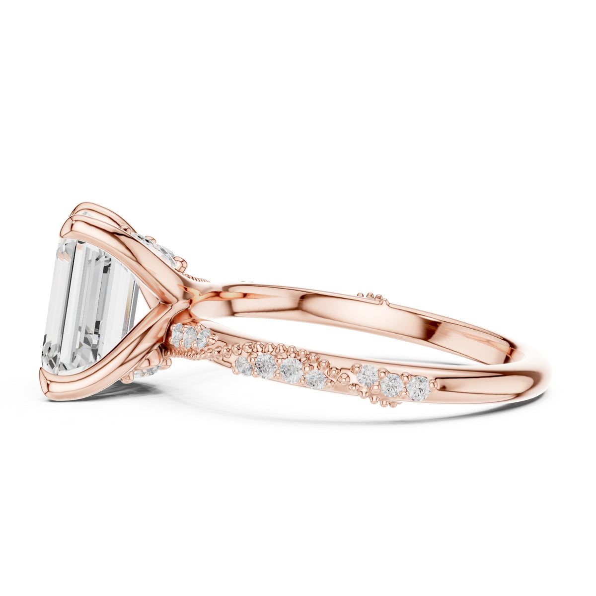 Botanical Blossom Engagement Ring Rose Gold Emerald
