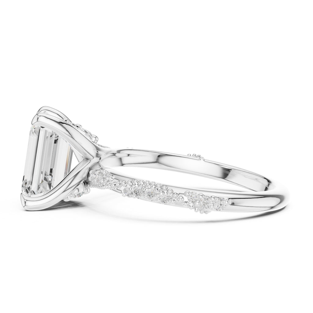 Botanical Blossom Engagement Ring White Gold Emerald