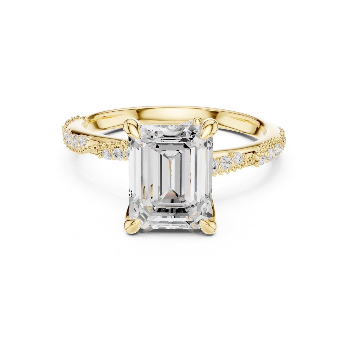 Botanical Blossom Engagement Ring Yellow Gold Emerald