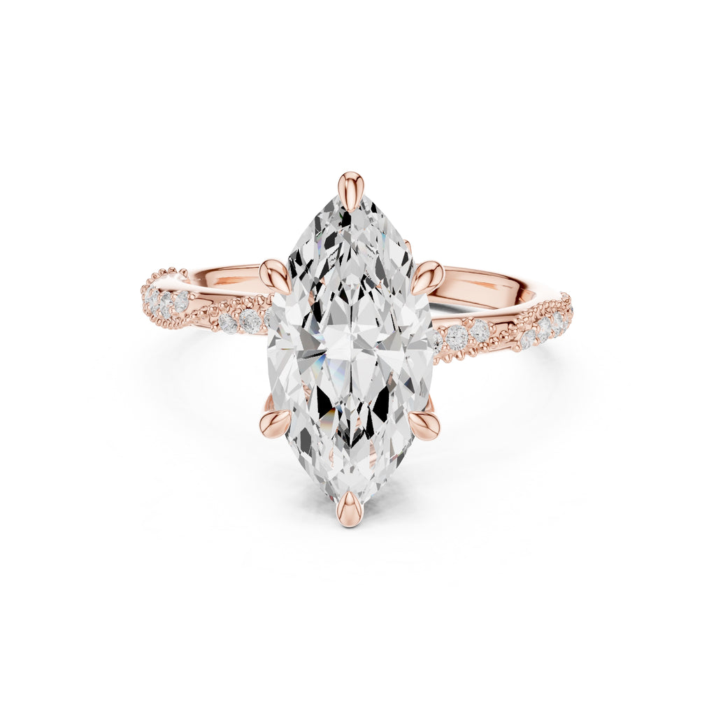 Botanical Blossom Engagement Ring Rose Gold Marquise