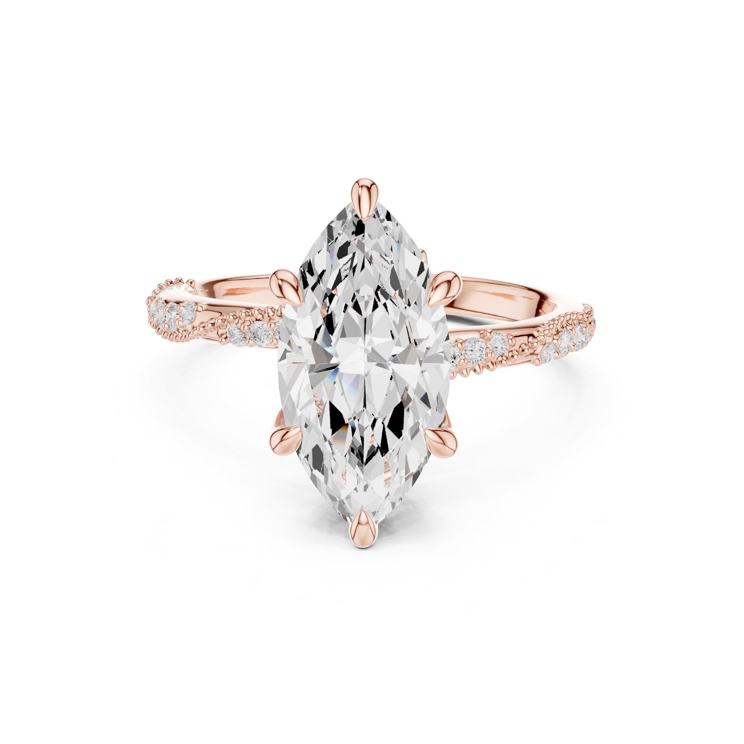 Botanical Blossom Engagement Ring Rose Gold Marquise