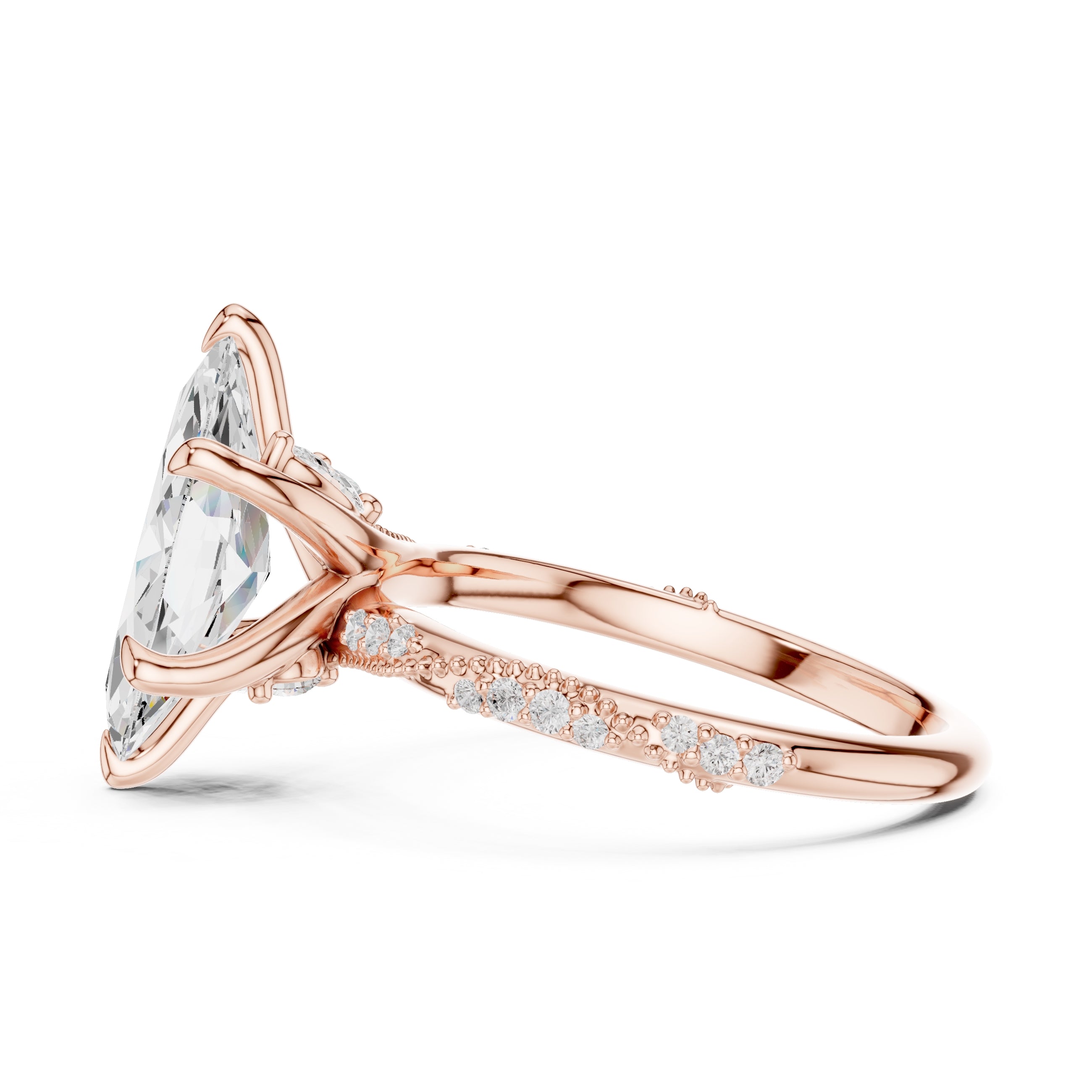 Botanical Blossom Engagement Ring Rose Gold Marquise