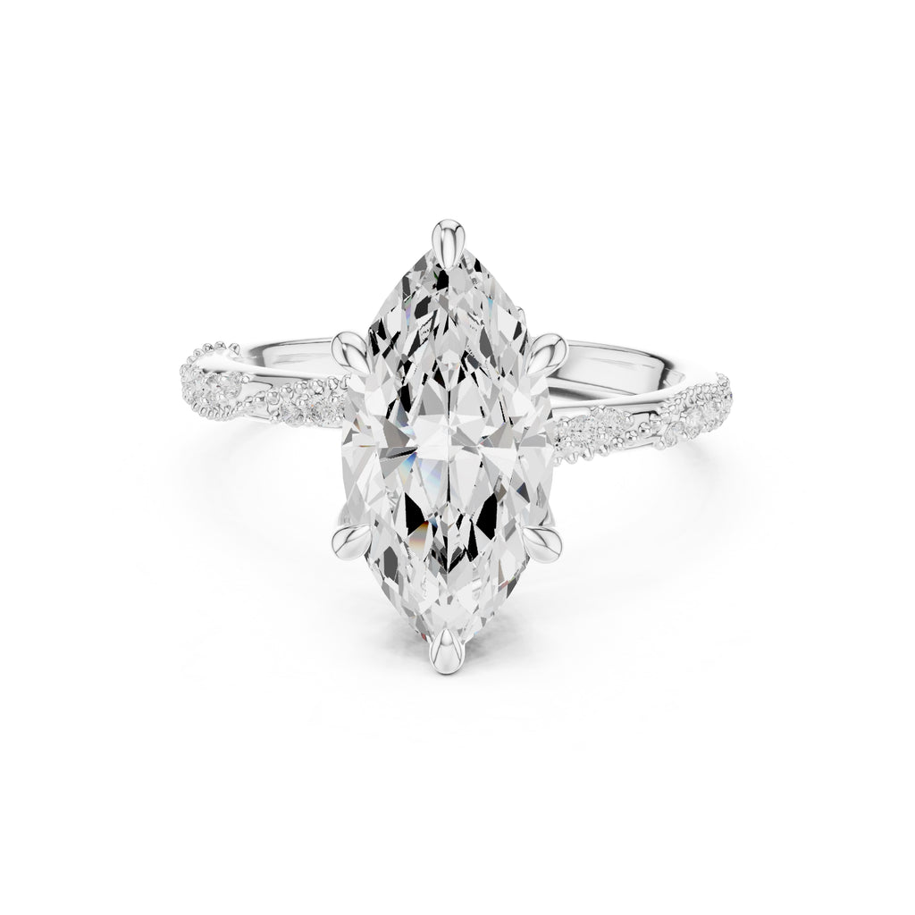 Botanical Blossom Engagement Ring White Gold Marquise