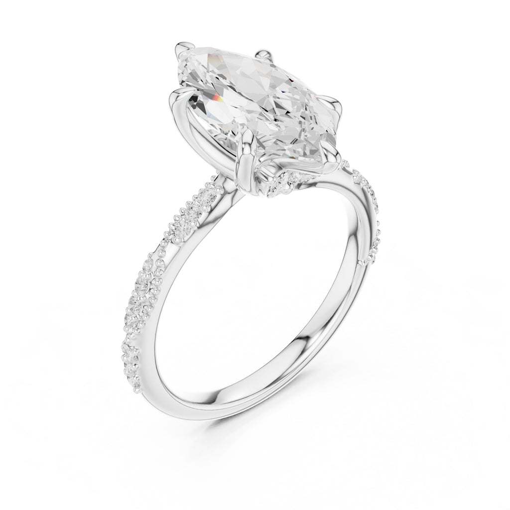 Botanical Blossom Engagement Ring White Gold Marquise
