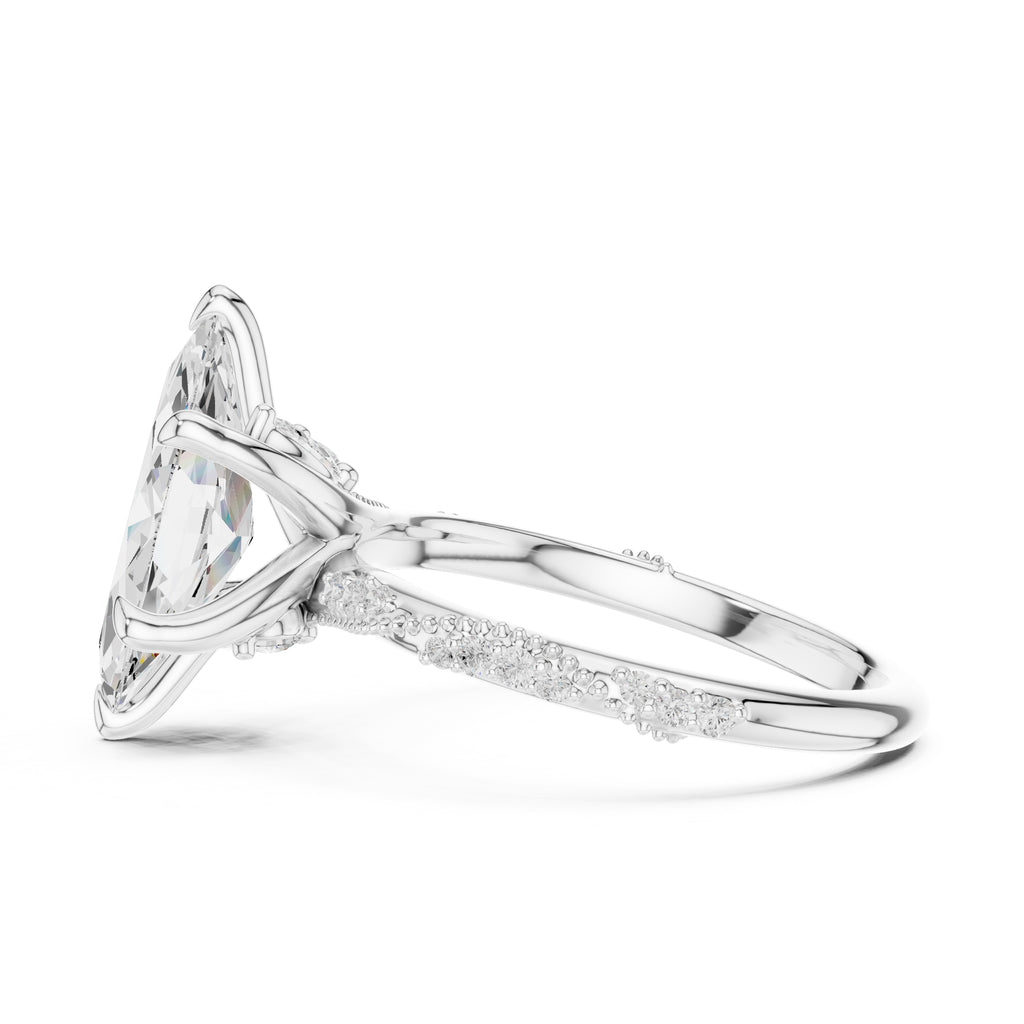 Botanical Blossom Engagement Ring White Gold Marquise