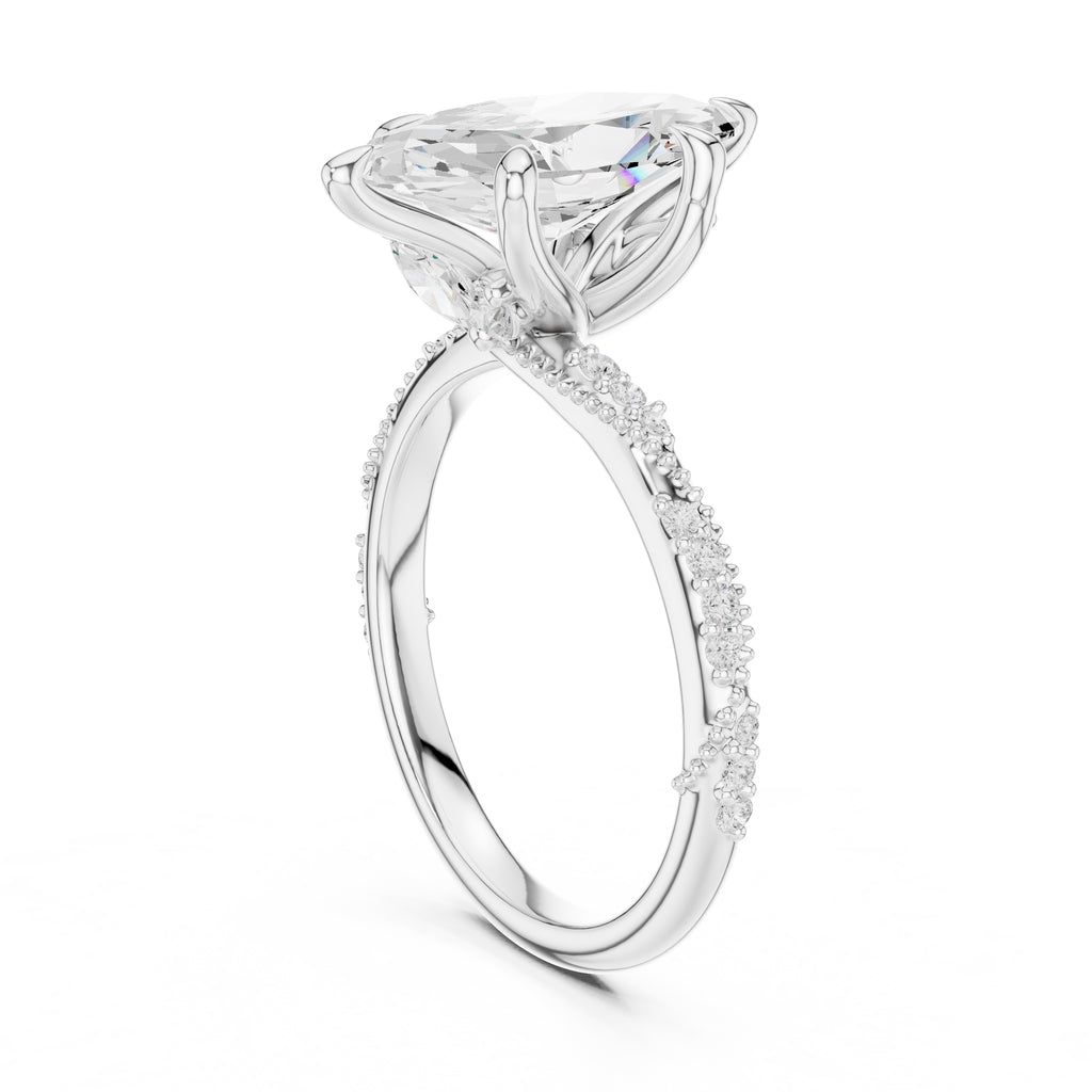 Botanical Blossom Engagement Ring White Gold Marquise
