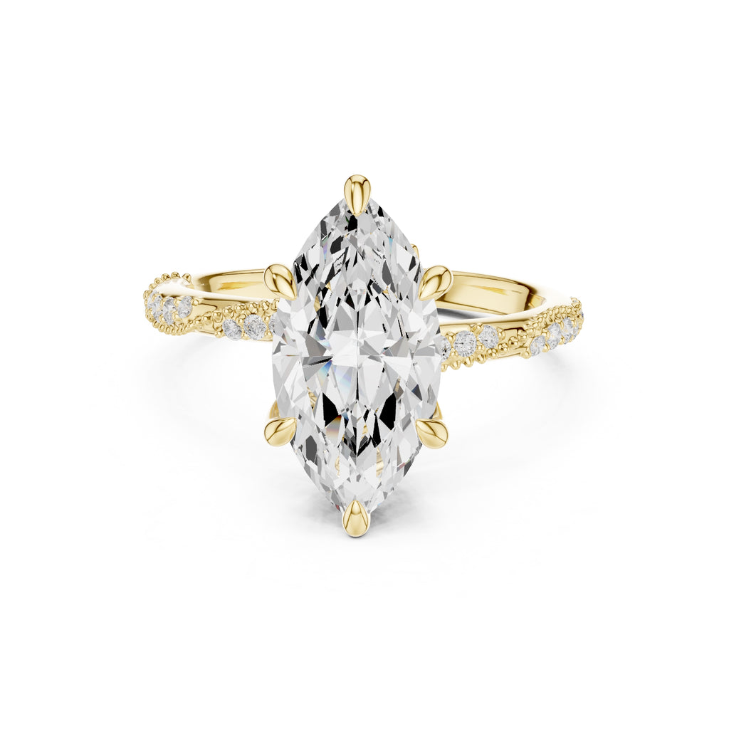 Botanical Blossom Engagement Ring Yellow Gold Marquise