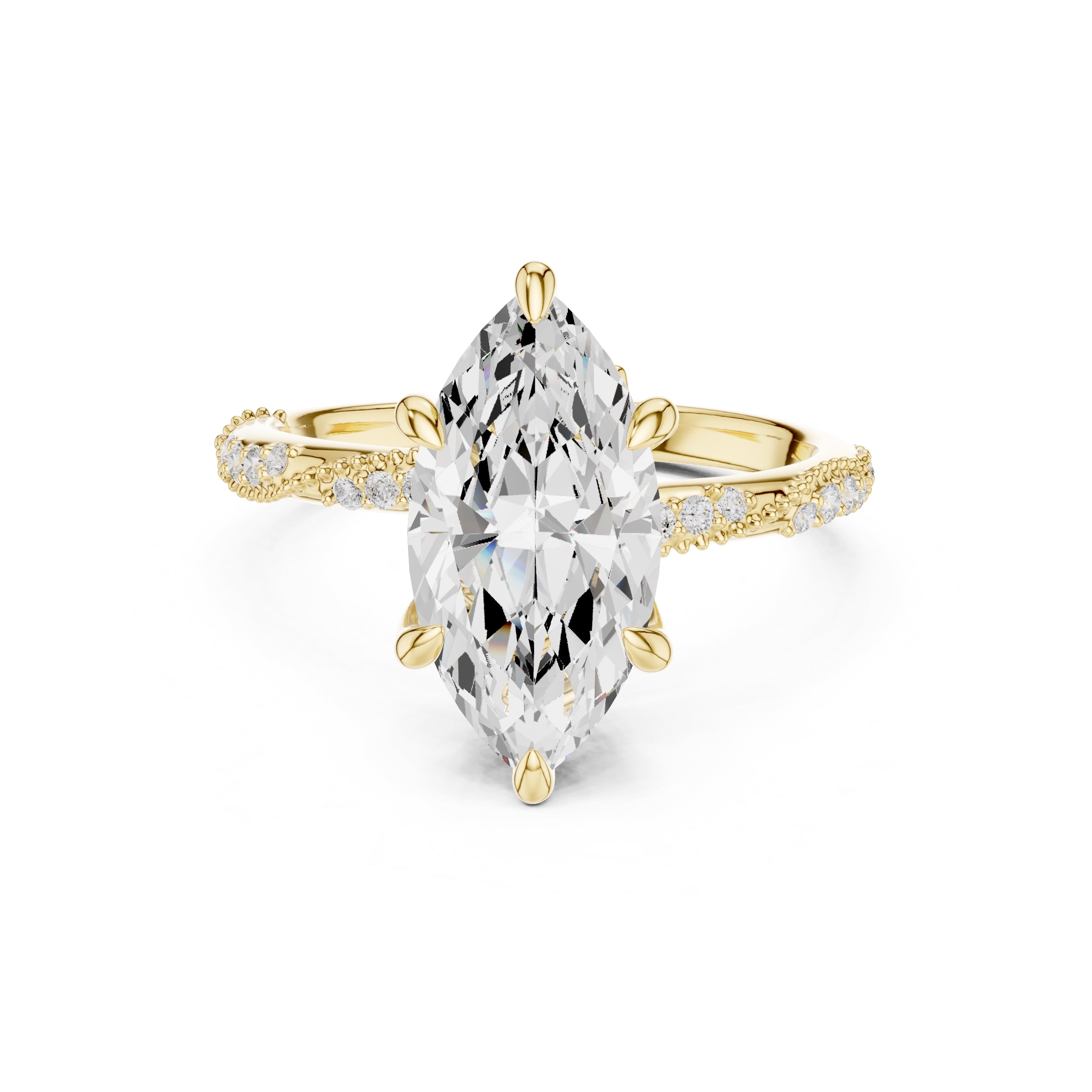 Botanical Blossom Engagement Ring Yellow Gold Marquise
