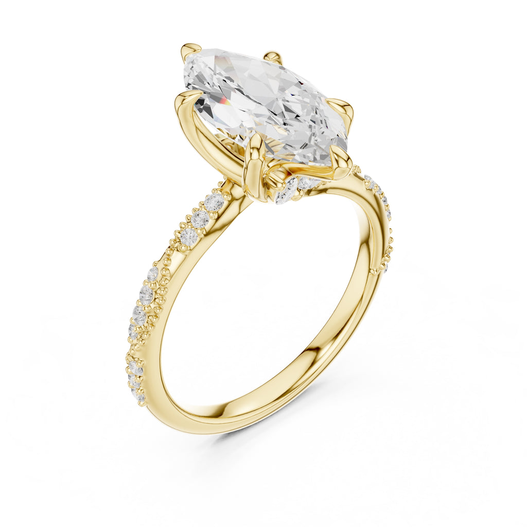 Botanical Blossom Engagement Ring Yellow Gold Marquise