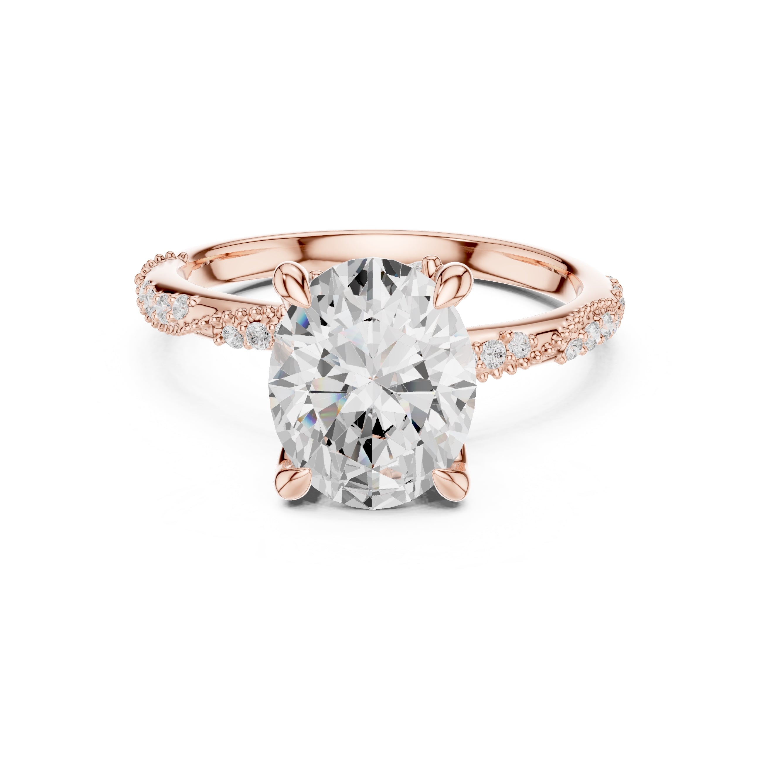 Botanical Blossom Engagement Ring Rose Gold Oval