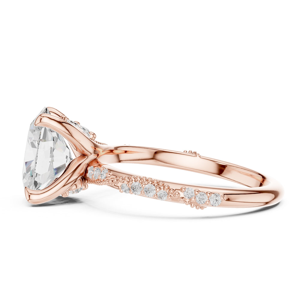 Botanical Blossom Engagement Ring Rose Gold Oval