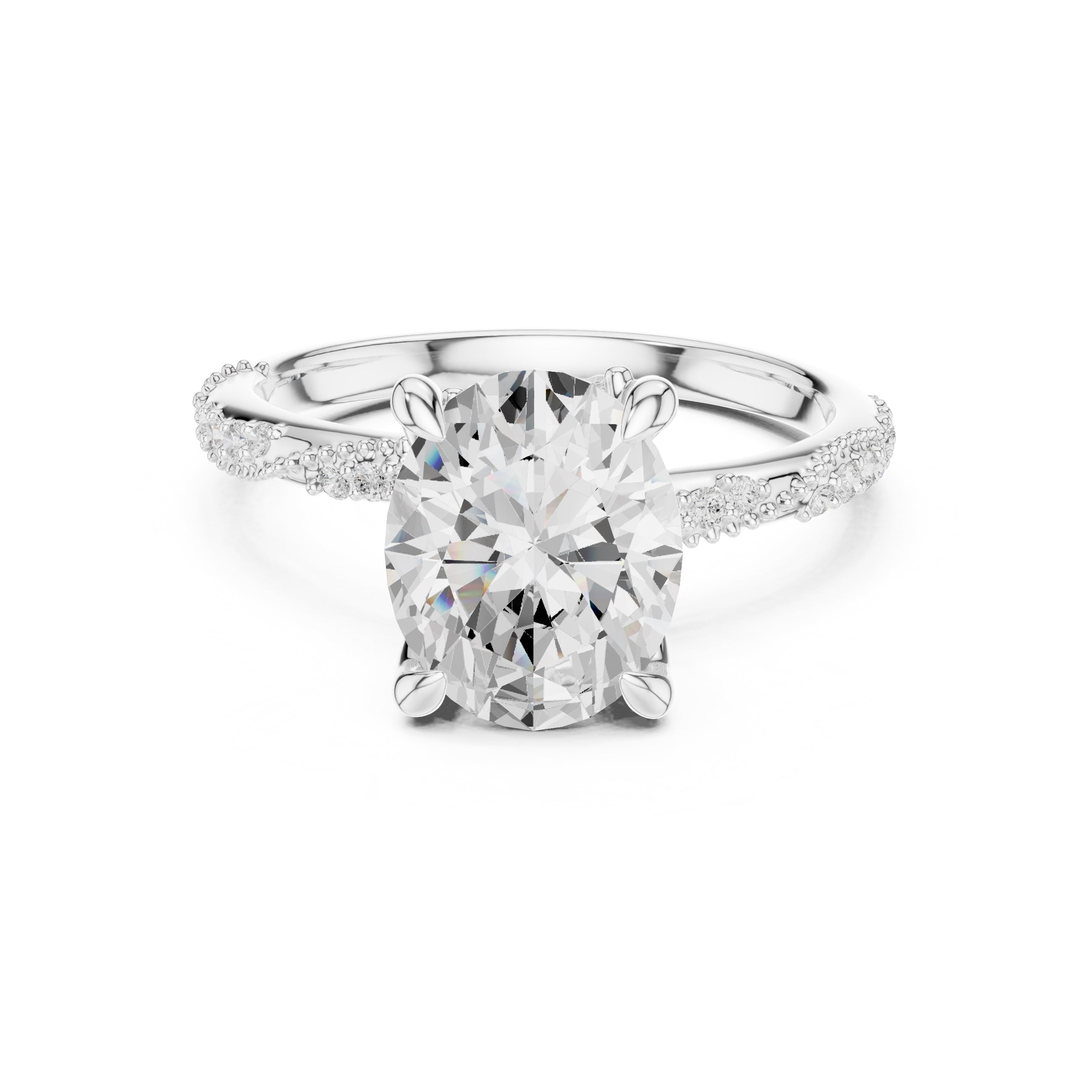 Botanical Blossom Engagement Ring White Gold Oval