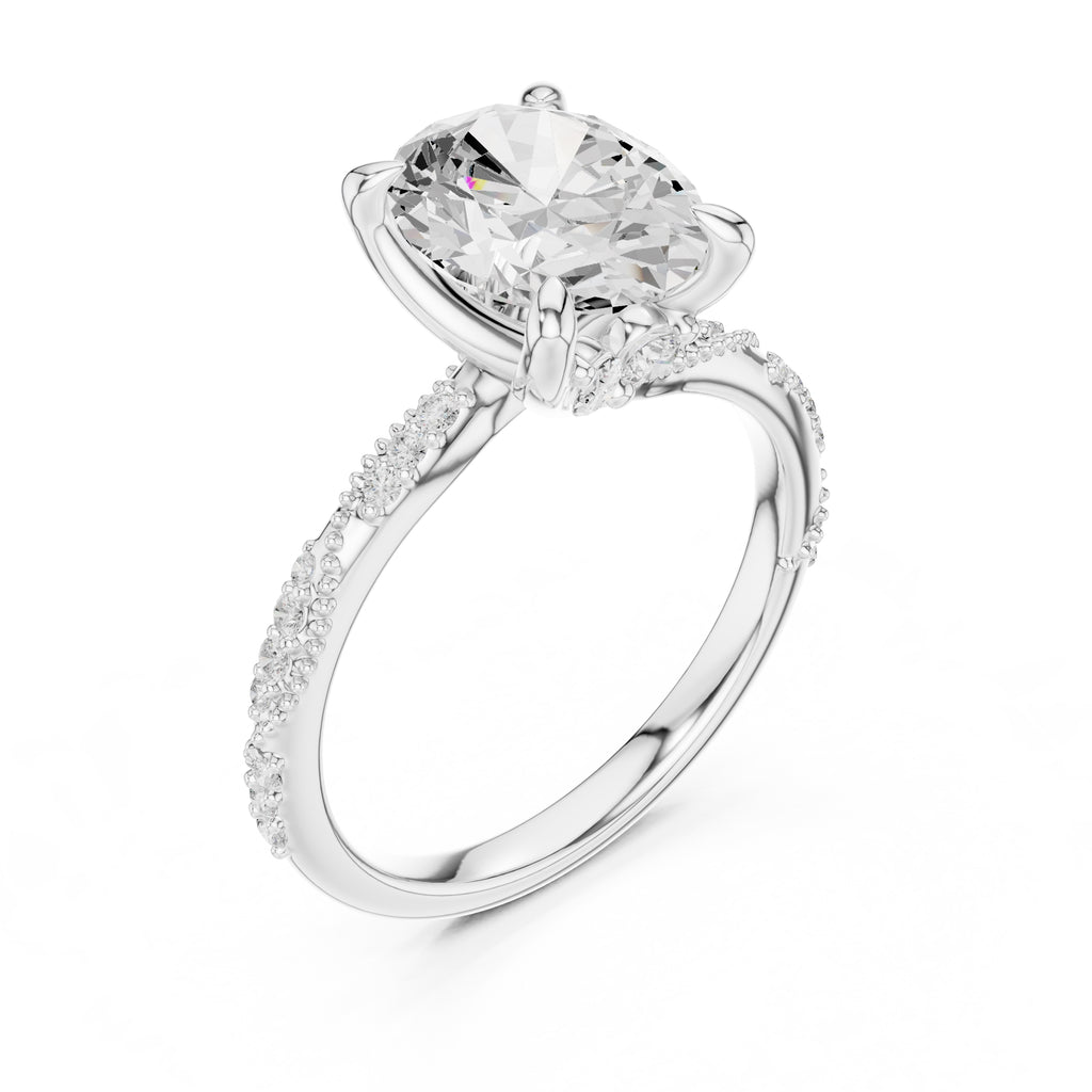 Botanical Blossom Engagement Ring White Gold Oval
