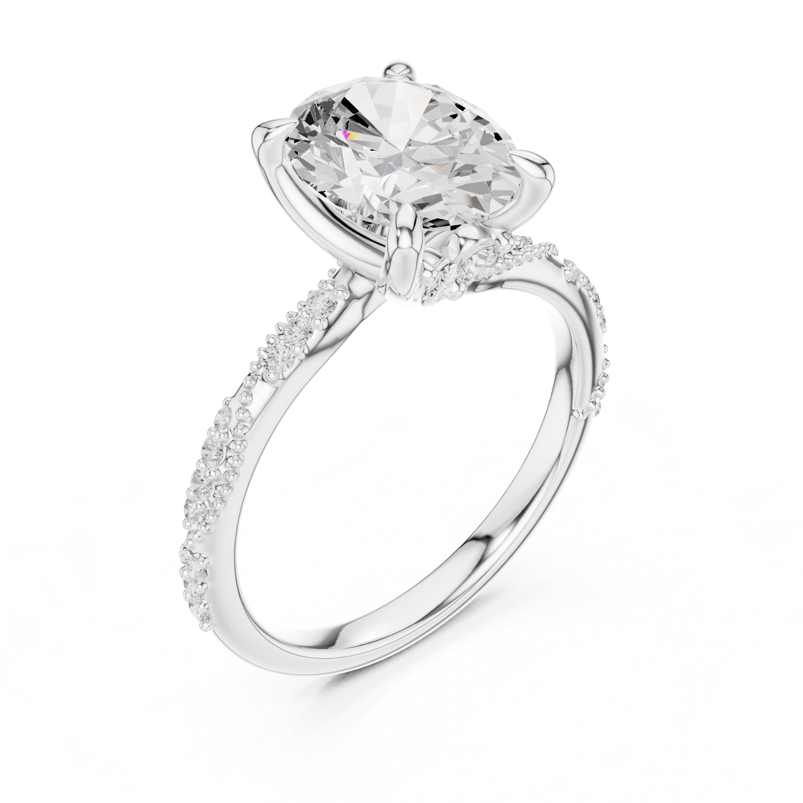 Botanical Blossom Engagement Ring White Gold Oval