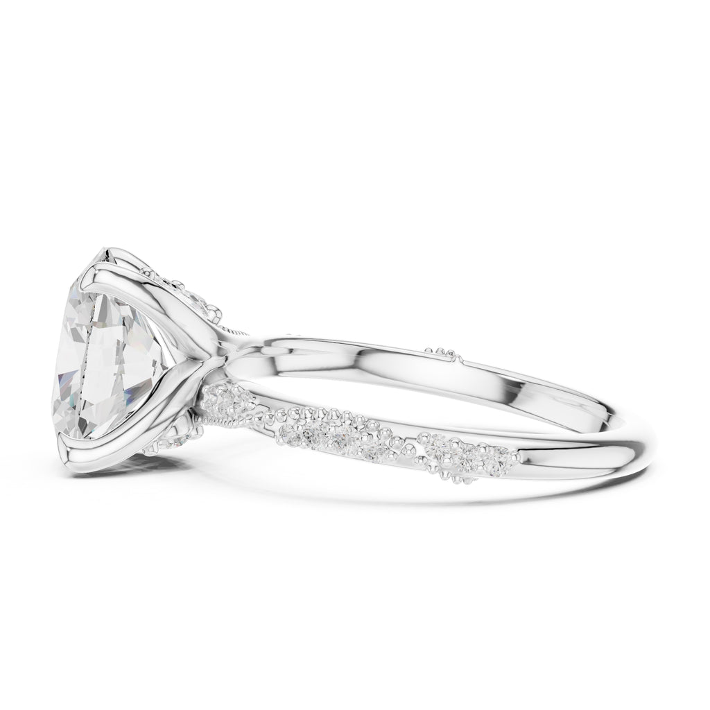 Botanical Blossom Engagement Ring White Gold Oval