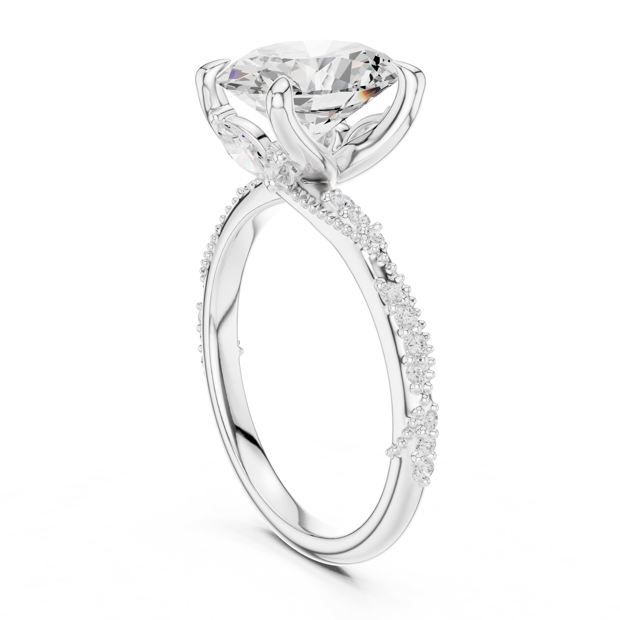 Botanical Blossom Engagement Ring White Gold Oval