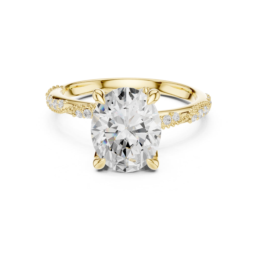 Botanical Blossom Engagement Ring Yellow Gold Oval