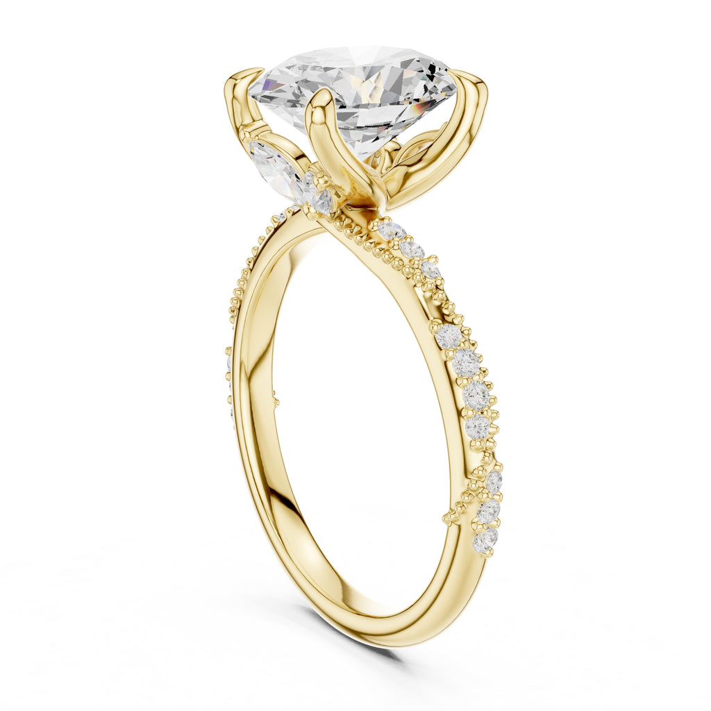 Botanical Blossom Engagement Ring Yellow Gold Oval