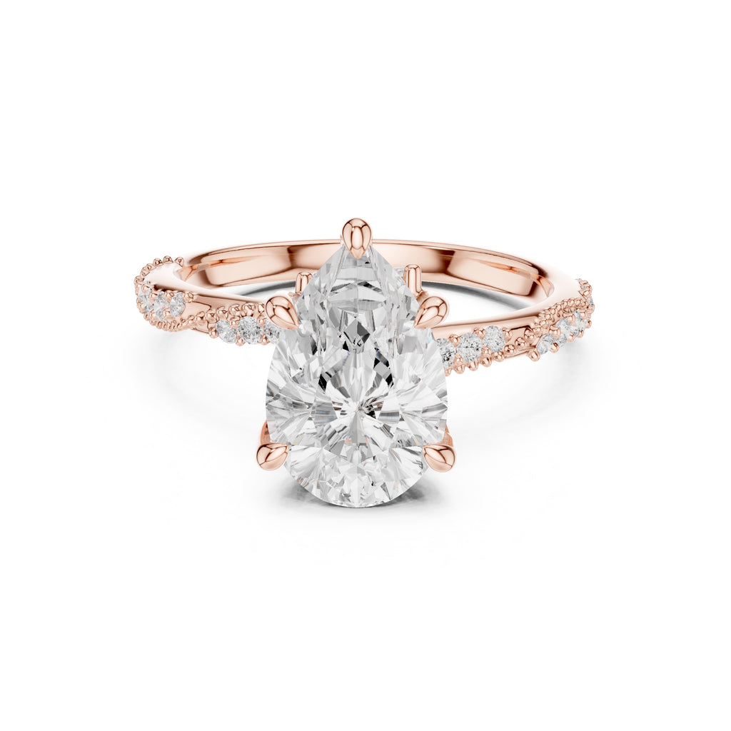 Botanical Blossom Engagement Ring Rose Gold Pear