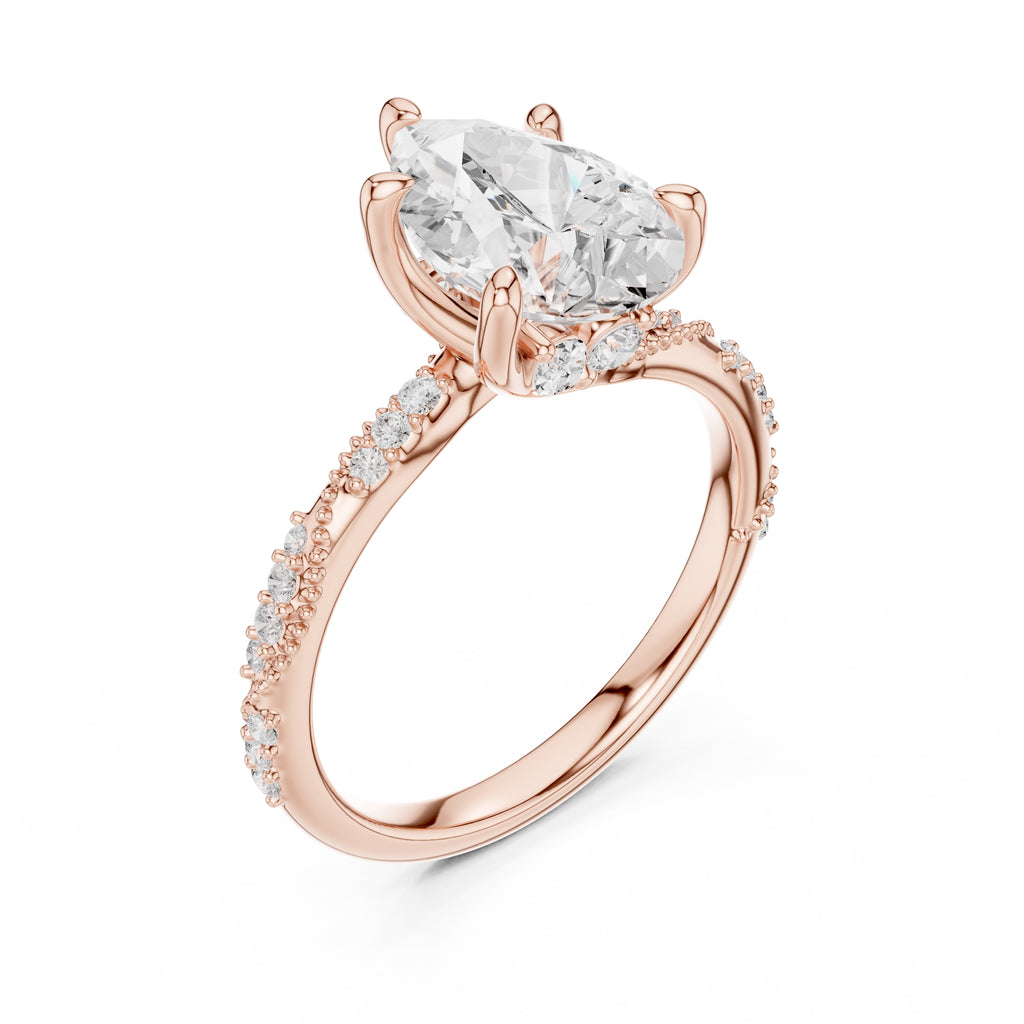 Botanical Blossom Engagement Ring Rose Gold Pear