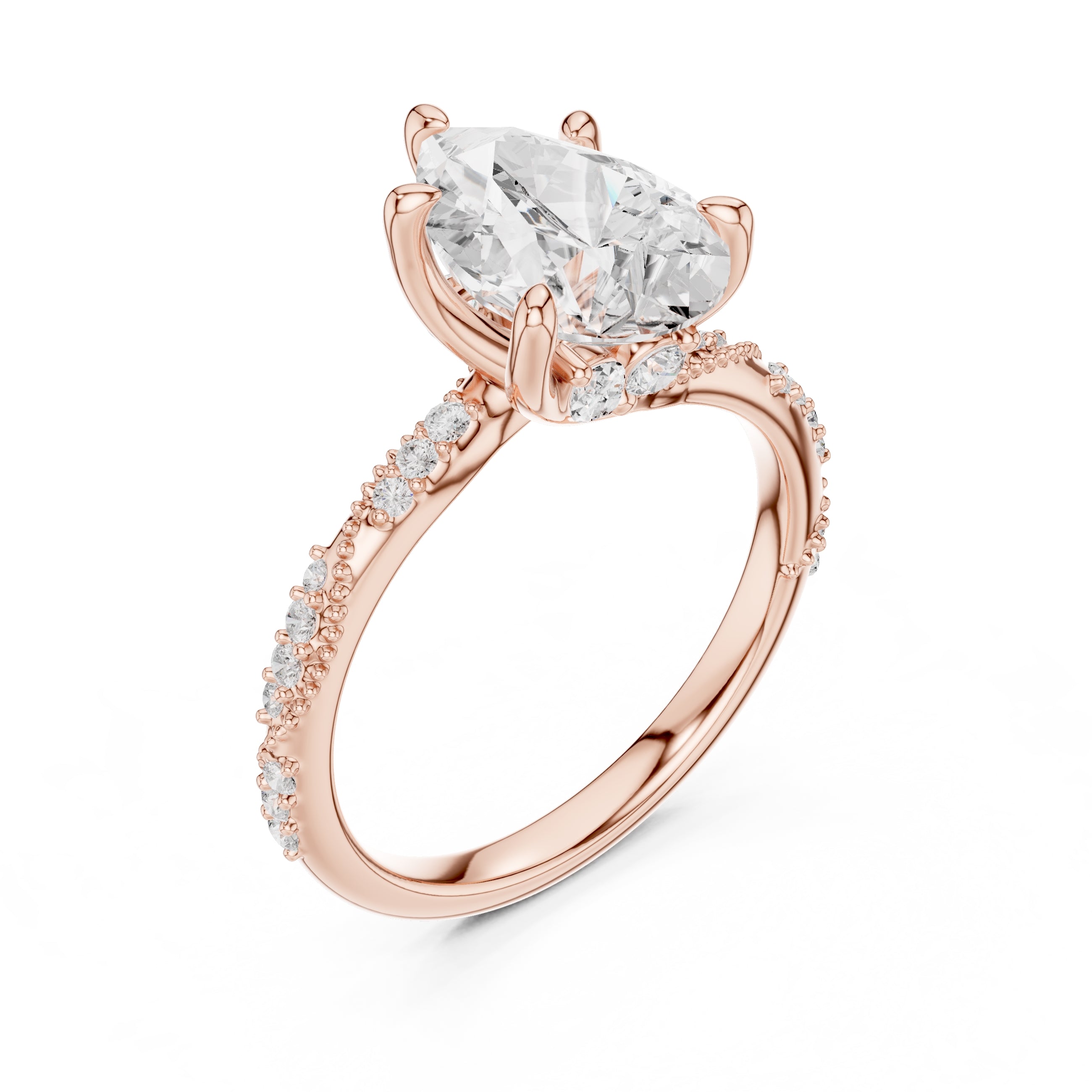 Botanical Blossom Engagement Ring Rose Gold Pear