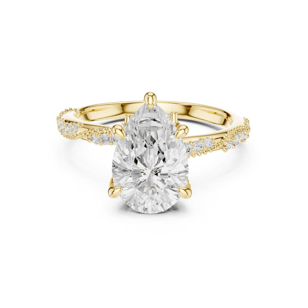 Botanical Blossom Engagement Ring Yellow Gold Pear